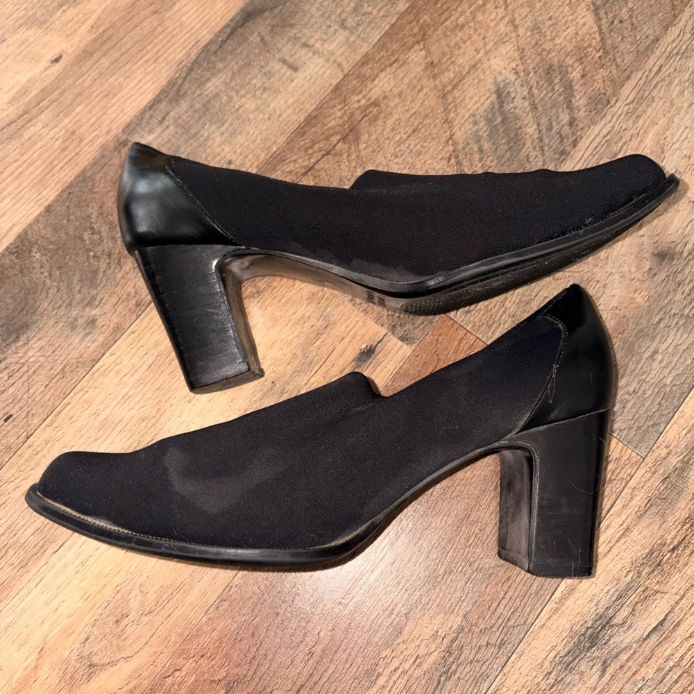 Worthington Black Stretch Mid-Block Heel Pumps